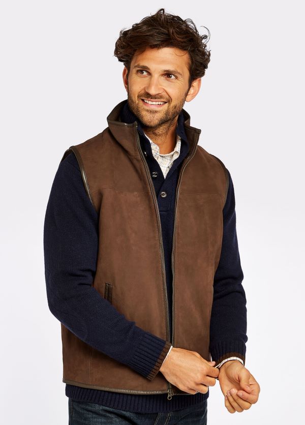 Clothing Dunhill Leather Gilet Walnut Dubarry Men 8P68RB963