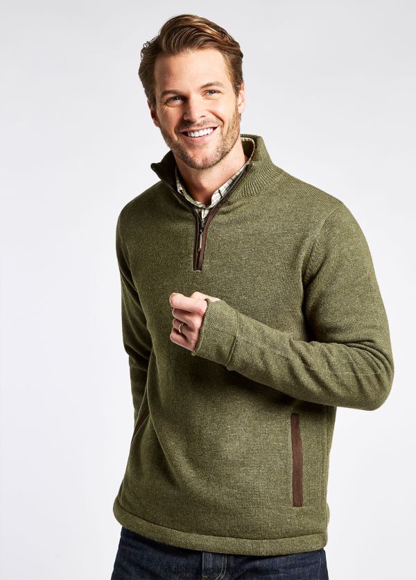 Clothing Feeney Zip Neck Sweater Dusky Green Dubarry Men 8P68RB1002