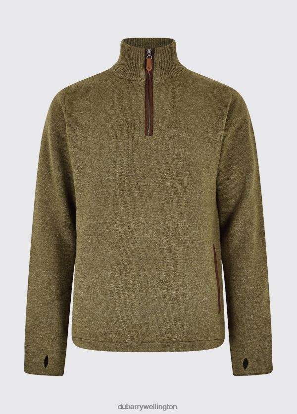 Clothing Feeney Zip Neck Sweater Dusky Green Dubarry Men 8P68RB1002