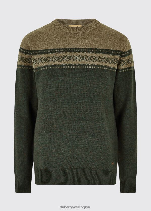 Clothing Longley Crew Neck Sweater Olive Dubarry Men 8P68RB1127