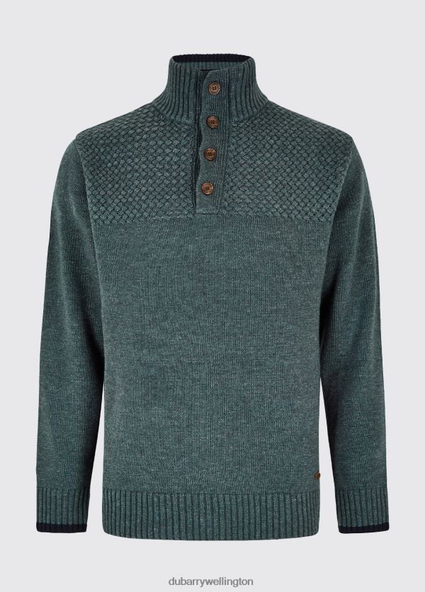 Clothing Roundwood Button Neck Sweater Dark Pebble Dubarry Men 8P68RB1123