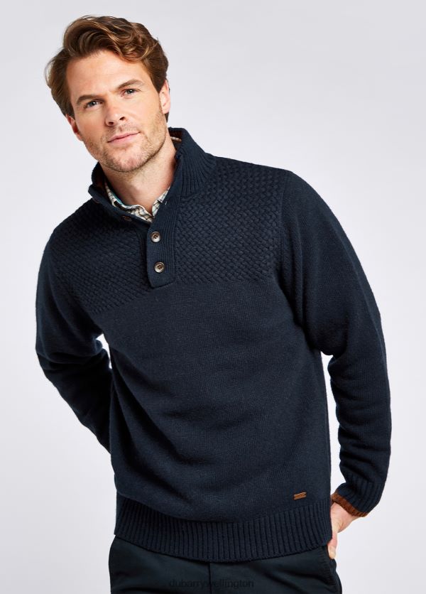 Clothing Roundwood Knitted Sweater Navy Dubarry Men 8P68RB1085