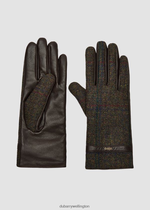 Accessories Ballycastle Tweed Leather Gloves Hemlock Dubarry Women 8P68RB417
