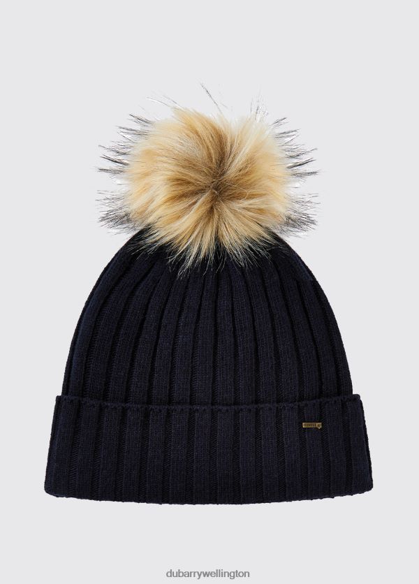 Accessories Curlew Knitted Hat with bobble Navy Dubarry Women 8P68RB422