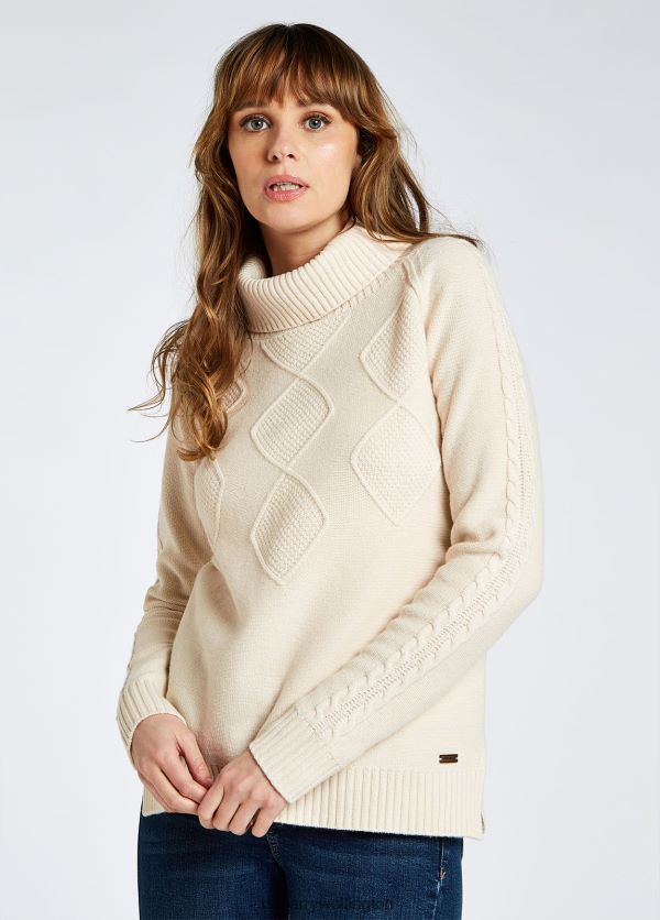 Clothing Belleek Chunky Roll Neck Sweater Chalk Dubarry Women 8P68RB278