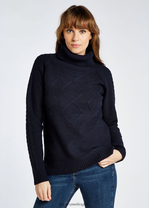 Clothing Belleek Chunky Roll Neck Sweater Navy Dubarry Women 8P68RB214
