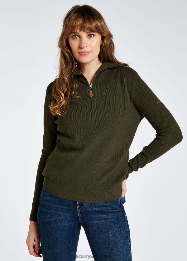 Clothing Kilbarry Zip Neck Sweater Olive Dubarry Women 8P68RB664