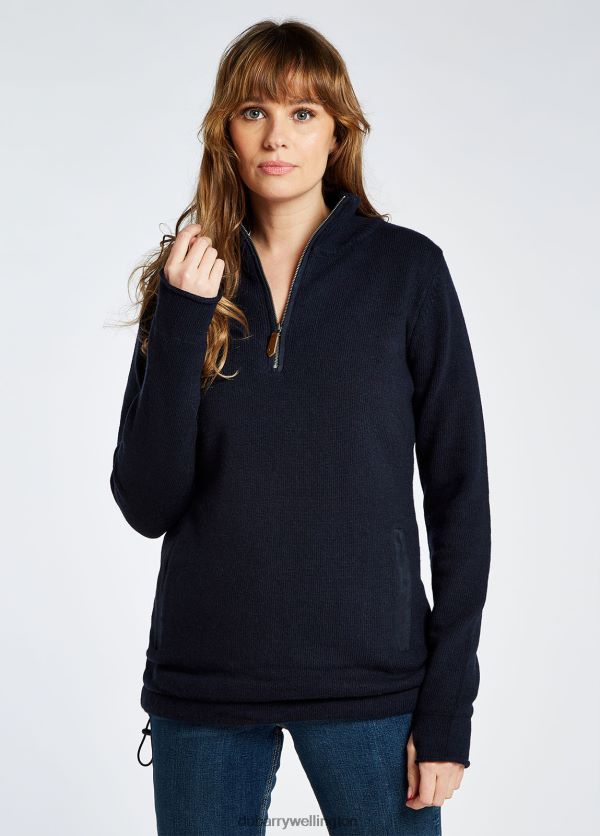 Clothing Morrisey Zip Neck Sweater Navy Dubarry Women 8P68RB221