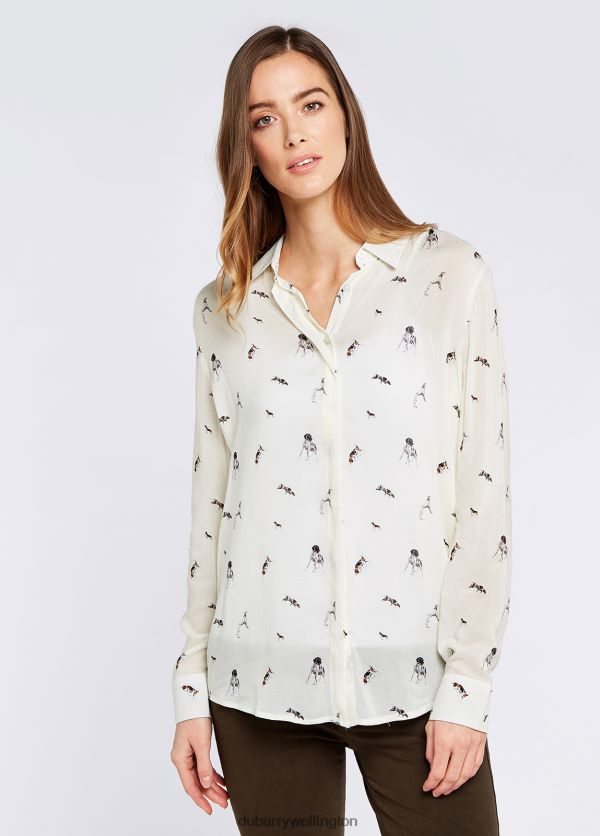 Clothing Daphne Hound Print Shirt Cream Dubarry Women 8P68RB708