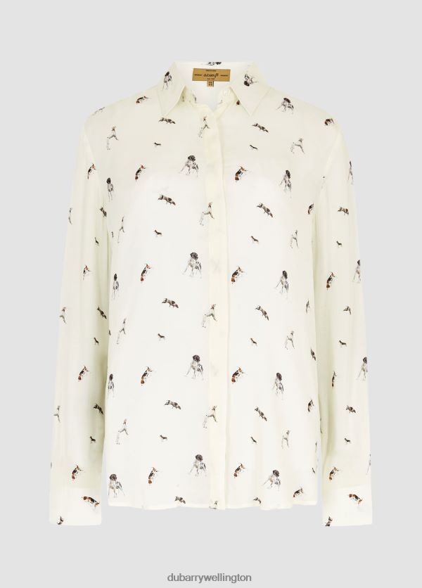 Clothing Daphne Hound Print Shirt Cream Dubarry Women 8P68RB708