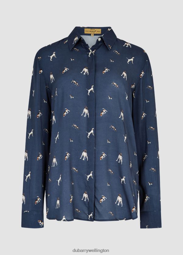 Clothing Daphne Hound Print Shirt Navy Dubarry Women 8P68RB707